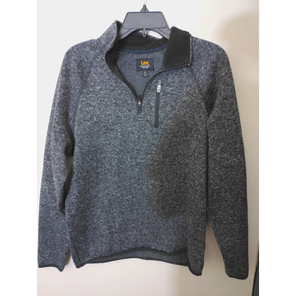 Lee Quarter Zip Fleece Pullover Mens M Charcoal Gray Excellent Sherpa Collar